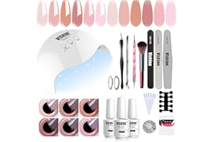 Vishine UV LED Nail Lamp Gel Nail Kit, Upgraded 40W Gel Nail Polish LED UV Light 6 Jelly Translucent Dude Neutral Colors Gel Base Top Coat Professional Nail Art Tools Accessories C079