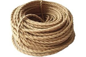 ‎GREENSUN LED LIGHTING GreenSun Textilkabel 3 adrig 20M Stromkabel Textilkabel Stromkabel 3 polig Lampenkabel Elektrische Leitungen Elektrokabel Kabel 3x0,75mm² 3G0,75 Jute (Hanf)