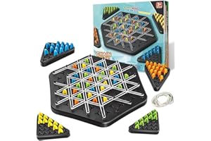 PASLFC Dreieck Spiel Mit Gummi,Ketten Dreieck Schachspiel,Spiel mit Gummibändern Dreieck,Geometrisches Schachspiel,Dreieck Brettspiel,Chain Triangle Chess,Brain Games Triangle