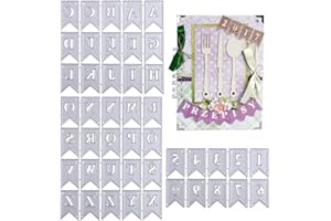 VINFUTUR 2 Set Stanzschablonen Buchstaben und Zahlen Etikett, Metall Prägeschablonen Banner Stanzmaschine Stanzformen Schneiden für DIY Scrapbooking Sammelalbum Karten Deko Cutting Dies