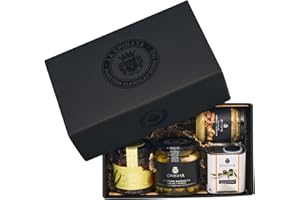 La Chinata Cesta Gourmet S| Aceite de Oliva Virgen Extra 100ml, Crema de Aceitunas Verdes y Almendras, Aceitunas Manzanilla Ajo y Romero, Nueces Pecanas con AOVE Miel Vainilla y Pimenton | Regalos