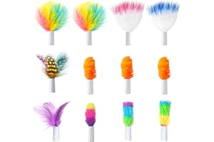 GoldenSun 12Pcs Interchangeable Attachments Cat Feather Toys Replaceable Feathers and Fluffy Toy Accessories