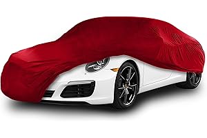 Cosmos - Copertura per auto da interno compatibile con tutte le principali Berline Medie, Tessuto Elastico, Traspirante e Antipolvere, Morbido al Tatto, Aderente, Rosso