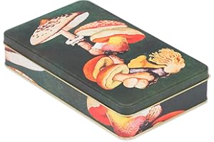 NOTIQUE Scatola di latta con coperchio, stile nostalgico, per biscotti, per piccoli oggetti, collezione Herbarium (funghi)