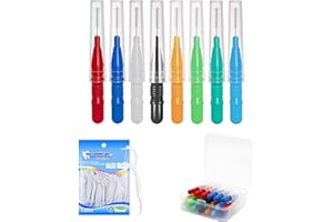 CICIING 40 sztuk szczoteczek międzyzębowych, mini szczoteczki do przestrzeni międzyzębowych, do czyszczenia przestrzeni międzyzębowych, wielokrotnego użytku, z 30 niciami dentystycznymi i pudełkiem do