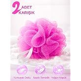 Beylini 2'li Karışık Banyo Lifi B&uuml;y&uuml;k Boy 35GR V&uuml;cut Duş Kesesi File Top Lif Peeling Etkili Hijyenik Banyo