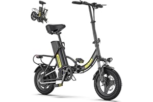 Hidoes Electric Folding Bikes for Adults, 14" Electric Dirt Bike Adult, Ebikes for Adult Men Women, e Bike with Front Shock Absorber, Foldable Fat Tire e-Bike with Throttle Pedal Assist