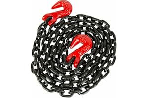 Mytee Products 3/8 Inch x 10 FT G80 Transport Binder Chain with Clevis Grab Hooks - 7,100 LB Working Load Limit - Heavy Duty Grade 80 Safety Trailer Logging Chain - Towing Tie Down Binding Equipment