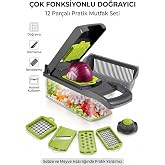 FB-105 &Ccedil;ok Fonksiyonlu Doğrayıcı &ndash; 12 Par&ccedil;alı Sebze Doğrayıcı, Rende, Dilimleyici ve S&uuml;zge&ccedil; Seti