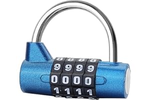 HYXODJY 1 Pieza Candado Numerico 4 Digitos Candado aluminio combinacion Diámetro Grillete 5mm Seguridad Abus Impermeable para El Casillero del Gimnasio Escolar, Archivadores, Caja De Herramientas, Cerca