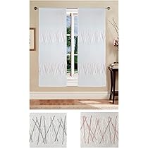 Tende Moderne A Righe Debora - Coppia 80x150cm, Poliestere, Semitrasparenti, Rosso, Per Interni - Foto 2