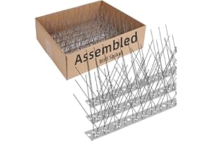 Moyofree Pre-Assembled Bird Spikes for Roofs and Windows, Pigeon Spikes Set for Deterring Crows, Seagulls and Small birds, Stainless Steel Bird Deterrent Spikes Cover 2 Metre
