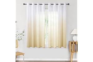 CUTEWIND 2 Piezas Cortinas Visillos Gradiente Vertical Visillo Degradado Salon Moderno con Ojales para Ventanas Habitación Dormitorio Juvenil Cocina Balcon 140x160cm Beige