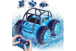 MaxTronic Direct Charging Remote Control Car for Kids, Amphibious RC Cars Toy 2.4G 360° Flips Rotation 15KM/H 4WD All Terrain Stunt Car with Ajustable LED for Boys Girls 3-12 Years Old