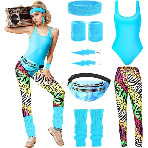 Supchamp Déguisement Année 80 Accessoire Femme Fluo - 80s 90s Disco Costume Vetement Fete Neon 80 Accessoires Fete Neon Soire Amz
