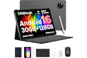 ‎DOOGEE DOOGEE Tab A9 Pro+ Android 16 Tablet mit Tastatur 30GB RAM + 128GB ROM(2TB TF) Widevine L1 Gaming Tablets, 8580mAh, Unisoc T7200 Octa Core, 13MP+5MP, Tablet 11 Zoll mit Maus, Stift, Hülle, Schutzfolie