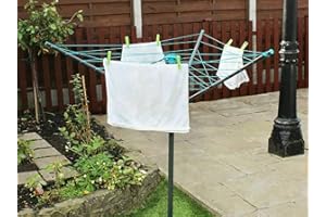 DEVWOO 3 brazos 30 m sistema de paraguas de árbol rotativo jardín lavado línea ropa secador poste polvo recubierto acero plegable lavandería apoyo al aire libre Airer