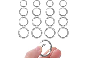 Yolev 16PCS Trigger Metal Spring O Rings Round Carabiner Clip Snap Trigger Spring Keyrings Buckle for Bag Purse Handbag Strap Craft Jewelry Making (Silver)