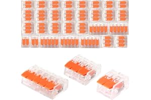 Bzzerumy 40 piezas conectores, instalación eléctrica, conectores de 3 polos, conectores de 2 polos, conectores de cables, set de conectores