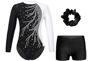 ranrann Dziecięcy zestaw dziewczęcy strój gimnastyczny trykot i szorty strój do łyżwiarstwa figurowego taniec 3-16 lat