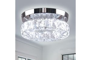 CXGLEAMING Deckenlampe Led Deckenleuchte Kristall Kronleuchter 16W 6500K 1280lm Geeignet für Wohnzimmer, Schlafzimmer, Küche, Balkon, Keller und Büro 25cm Deckensockel（Weißes Licht）