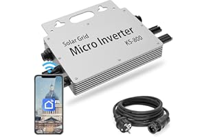 Wechselrichter 800W mit WLAN APP，Wechselrichter IP65 Wasserdicht，Solarwechselrichter angeschlossen an 2 Solarmodule für Balkone, Dächer und andere Kraftwerke