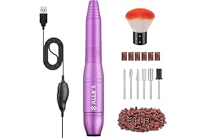 ALLE'S Torno para Uñas,Lima Electrica uñas 6 en 1,Velocidad Ajustable de 20,000 RPM,Pulidor de Uñas,Kit de Manicura y Pedicura,Torno de Uñas Portátil,Set de Manicura para DIY Salón,Gifts(Purple)