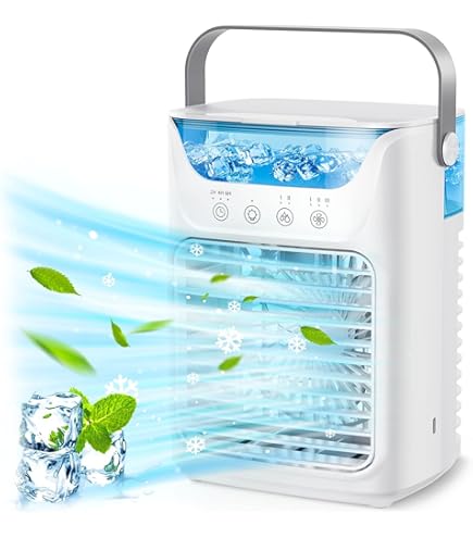 Anluomania Mobile Klimaanlage Mini - 4-in-1 Luftkühler Mit 600ml Tank & 7 Farben LED