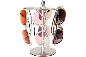 WISMAY Sunglasses Organizer Display Stand, Eyeglass Holder Rack for 12 Pairs of Glasses, Stainless Steel (Brushed Nickel)