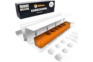 Stilemo Raccogli Cavi Scrivania – Canalina Passacavi sotto Scrivania Cable Management – Organizer Portacavi Ufficio - Nascondi Cavi sotto Tavolo – 2 Scatole Porta Cavi - Verniciatura a Polvere Bianco