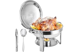 Chafing Dishes for Buffet, 5QT Round Stainless Steel Chafing Dish Buffet Set with Lids, Chafers and Buffet Warmers Sets for Home Parties, Christmas Gatherings, Catering Events DOYFAY