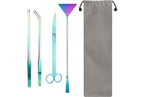 Zhaoyao Aquarium Aquascape Tools Kit, 4 in 1 Anti-Rust Aquatic Plant Aquascaping Tool Stainless Steel Black Tweezers Scissors Spatula for Aquarium Tank Clean Fish Tank Aquascape Tools Sets (Colorful)