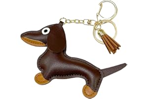 SPETNGSAKE Breloczek Do Kluczy Jamnik - Ciemnobrązowy, Skórzany Prezent Dla Ukochanej Osoby, Kobiety, Mężczyźni, Dzieci, Czarny, No