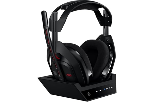 Logitech G Astro A50 LIGHTSPEED, casque gaming sans fil + station d’accueil (Gen 5), PRO-G GRAPHENE, basculement entre 3 systèmes, USB-C vers Xbox, PS5, PC, Nintendo Switch, Switch 2, Bluetooth - Noir