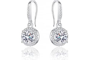 HEEYA Sterling Silver Drop Earrings for Women, Dangle Earrings with Cubic Zirconia, Hypoallergenic Round/Leaf/Daisy/Oval/Drop/Square Shape Earring Birthday Jewellery Presents with Box