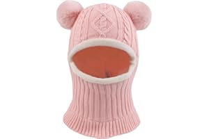 XIAOHAWANG Fille Garçon Cagoule Bonnet Écharpe Ensamble Chaud Bébé Enfant Hiver Chapeaux Pompon Tricoté Chapeau 1 à 10 Ans
