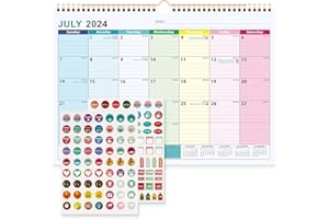 Benjia Calendario da tavolo 2024-2025 anno accademico luglio 2024-dicembre 2025, 18 mesi, calendario da parete mensile grande, con copertura protettiva in plastica (Colorato con bobina, 38x30 cm)