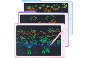 Damcyer 3 Pack LCD Schreibtafel 15 Zoll,LCD Elektronische Maltafel für Kinder,Buntes Display mit Abschließbar Löschen-Taste,Spielzeug&Geschenke für Kinder&Erwachsene,Blau+Rosa+Lila