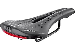 CUCUBA Selle Montegrappa de Vélo pour E-MTB Gravel Enduro Revêtement en éco Cuir avec Dispositif pour la visibilité Nocturne Menador Air Flow Noir