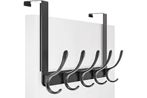 SKOLOO Gancho para colgar sobre la puerta, 5 ganchos, para colgar ropa, toallas, abrigos, mochilas, sombreros, percheros sobre la puerta (negro)