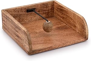 INDUS LIFESPACE BHAVATU - Portatovaglioli rustici in legno, per tavoli da cucina, piani da lavoro, interni ed esterni, picnic, ristoranti, bar, decorazione per la casa vintage, 20,32 x 20,32 x 7,11 cm