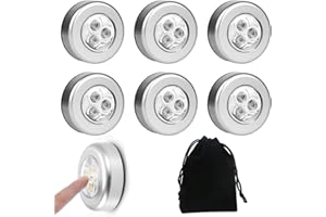 BNOYONERAS Luce Adesiva a Batteria Luce LED Adesiva Touch Luci LED per Armadio con sacchetto di stoccaggio Piccola Luce Notturna per Guardaroba Cucina Scale, 6 Pezzi