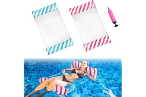COFFEE LIFE PLUS 2 Pack,Gonfiabile Letto Galleggiante,4 in 1 Amaca di Acqua Materassino,amaca piscina galleggiante,materassino con rete,amaca mare,Piscina Amaca Galleggiante Mare Poltrona Galleggiante,