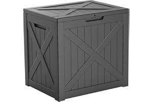 DRATO 32 Gallon Deck Box X pattern, Outdoor Storage Box for Patio Cushion, Sports Equipment, Garden Tools,Waterproof Patio Storage box, Lockable (Black)