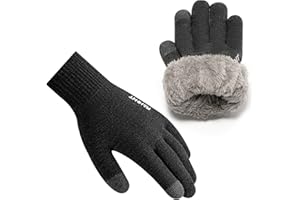 Rahhint Thermal Winter Gloves for Men Women Pure Wool Knit Gloves with fleece lining insulated Liner Keep Hand Warm Gift