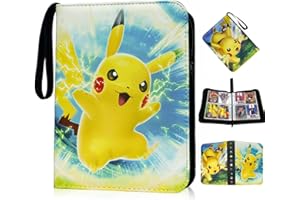 YFCHOTI Sammelkarten Album 4 Taschen 50 Seiten für 400 Karten, Karten Sammelalbum Sammelmappe Sammelheft mit Reißverschluss und Tragegriff, Cartoon Anime 3-Ring Karten Heft Mappe Ordner Sammelbuch