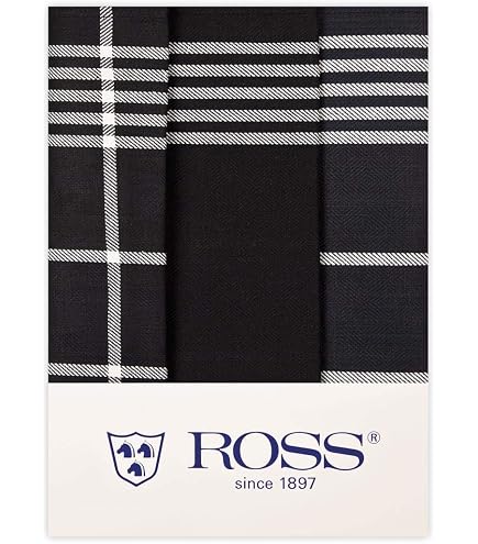 Ross Halbleinen Geschirrtücher 3er Pack – Exclusiv Silber, 50x70 Cm, Deutsche Qualität, Verschiedene Karo-Muster
