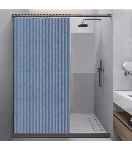 Tenda Da Doccia Nera Con Fodera Integrata – Tessuto Spesso 230 G/m² A Nido D'Ape, 137x203 Cm, Set 3 In 1 Con Ganci - 3