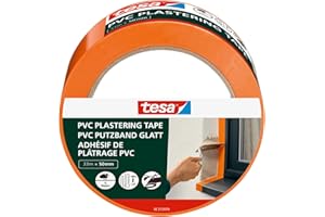 tesa taśma tynkarska PVC - taśma ze wzmocnionym nośnikiem z PVC - do ochrony przy tynkowaniu na zewnątrz budynków - odporna na temperaturę, urywalna ręcznie - pomarańczowa - 33m x 50mm