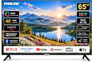 Nikai 65" Inch QLED WebOS 4K Smart UHD TV, Hands-Free Voice Control, Dolby Digital, Built-in Wi-Fi, Bluetooth, High Colour Gamut, Effortless Connectivity With Android & Apple Devices NIK65MEU4QLED